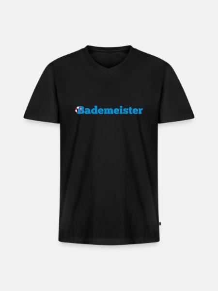 Bademeister - Männer Premium Bio T-Shirt mit V-Ausschnitt - Schwarz
