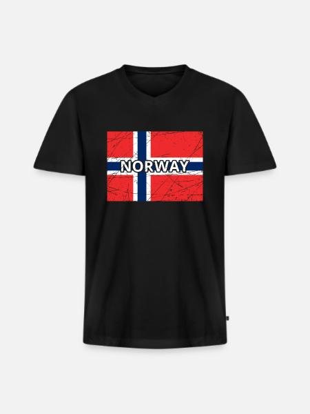 Norway - Men's Premium Organic T-shirt with V-neck - black