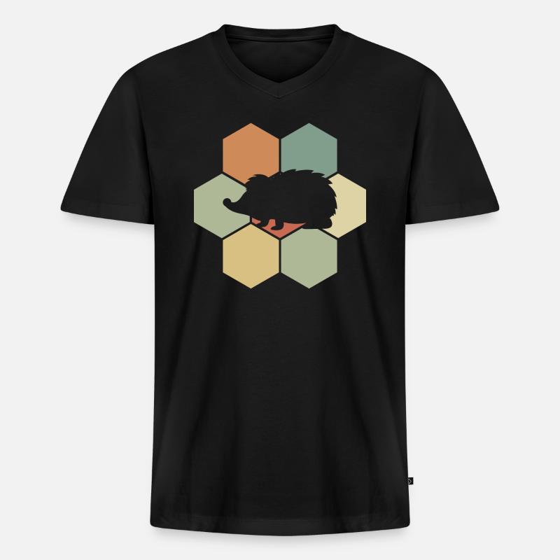 Igel - Männer Premium Bio T-Shirt mit V-Ausschnitt - Schwarz