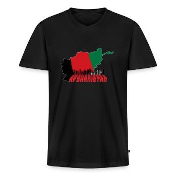Afghanistan - Männer Premium Bio T-Shirt mit V-Ausschnitt - Schwarz - Vorne - Nico (187cm)