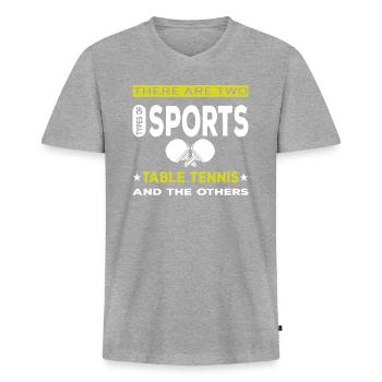 Tischtennis Table tennis - Männer Premium Bio T-Shirt mit V-Ausschnitt - Grau meliert - Vorne