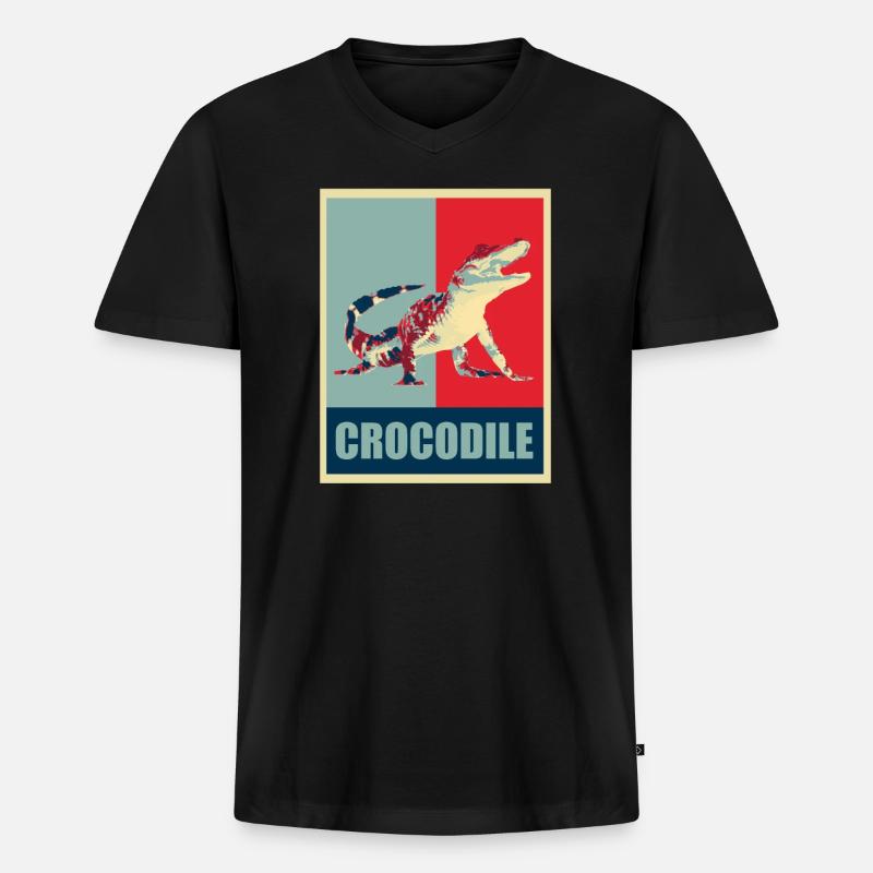 Krokodil Alligator - Männer Premium Bio T-Shirt mit V-Ausschnitt - Schwarz