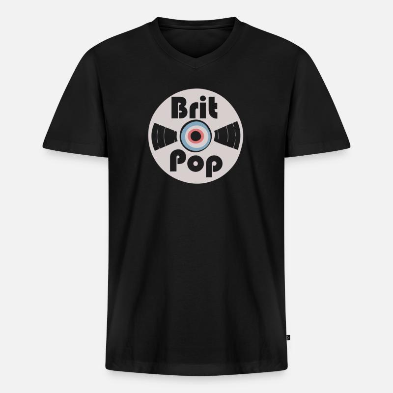 britpop - Männer Premium Bio T-Shirt mit V-Ausschnitt - Schwarz