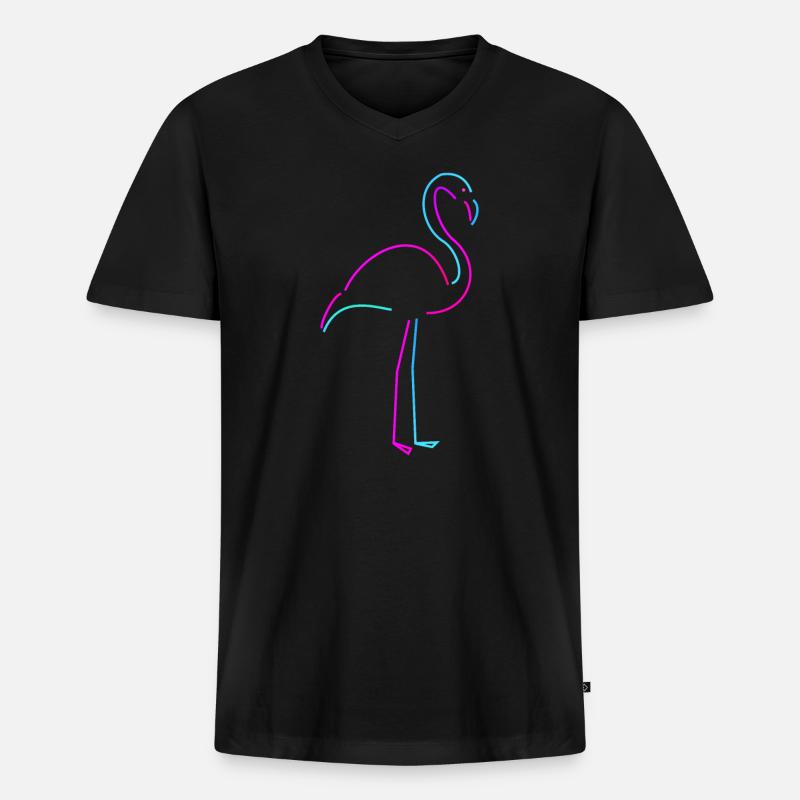 flamingo - Männer Premium Bio T-Shirt mit V-Ausschnitt - Schwarz
