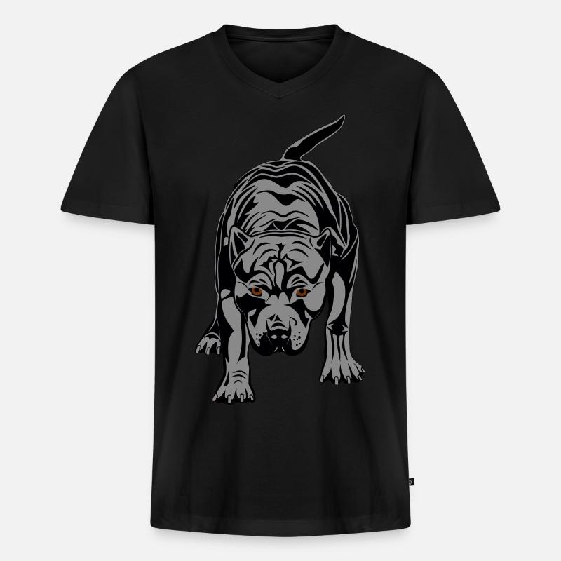 Pitbull - Männer Premium Bio T-Shirt mit V-Ausschnitt - Schwarz