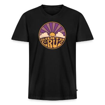 70s 80s CA Retro Sunset Santa Cruz T-Shirt - T-shirt encolure en V Premium bio Homme - noir - Devant - Nico (187cm)