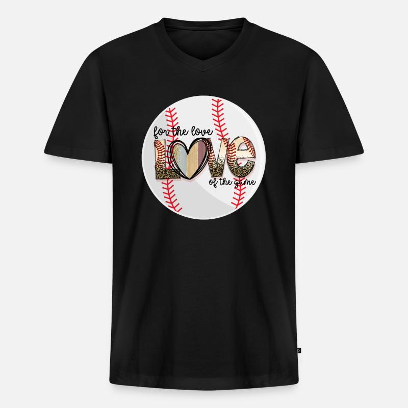 Ich liebe Baseball - Männer Premium Bio T-Shirt mit V-Ausschnitt - Schwarz