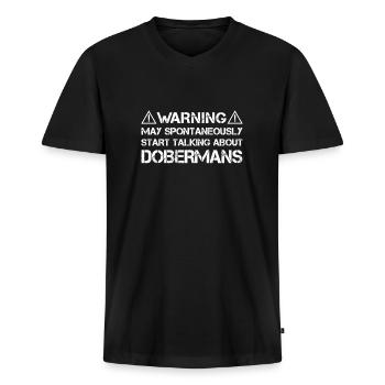 Doberman Dobermann - Männer Premium Bio T-Shirt mit V-Ausschnitt - Schwarz - Vorne - Nico (187cm)