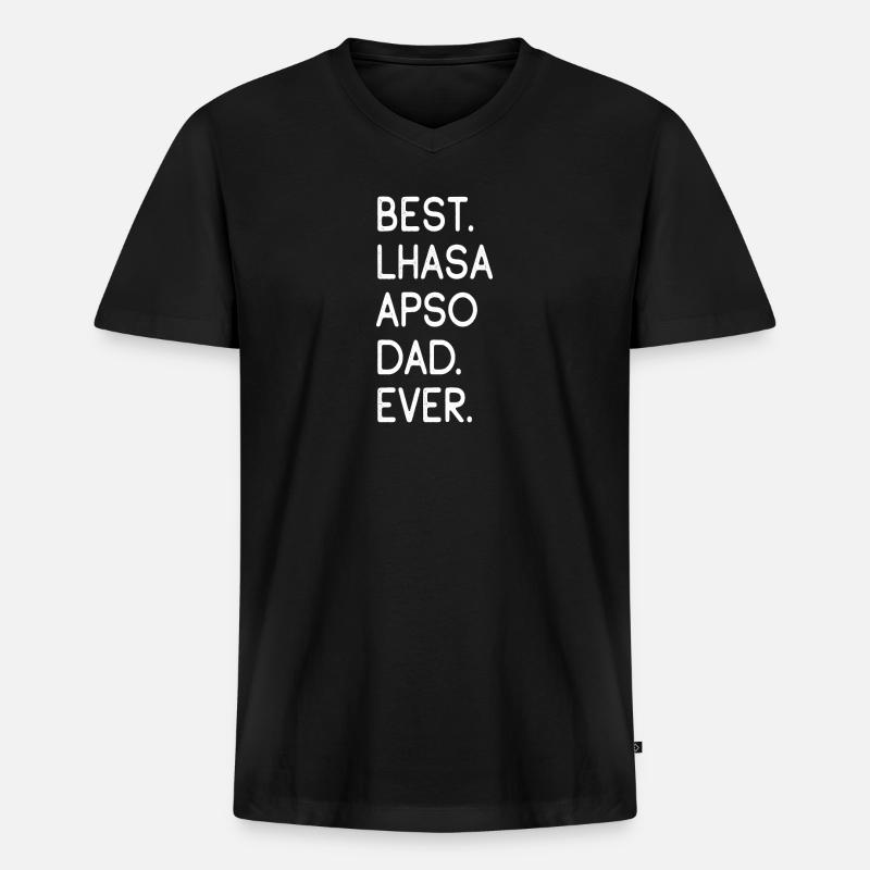Lhasa Apso - Männer Premium Bio T-Shirt mit V-Ausschnitt - Schwarz