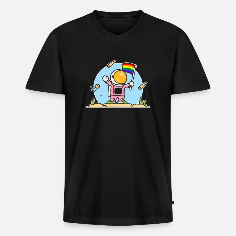 Schwuler Astronaut - Männer Premium Bio T-Shirt mit V-Ausschnitt - Schwarz