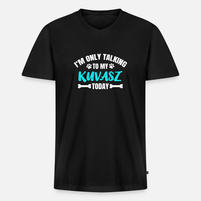 Kuvasz - Männer Premium Bio T-Shirt mit V-Ausschnitt - Schwarz