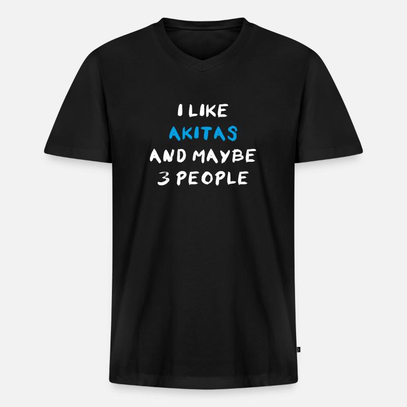 Akita - Männer Premium Bio T-Shirt mit V-Ausschnitt - Schwarz