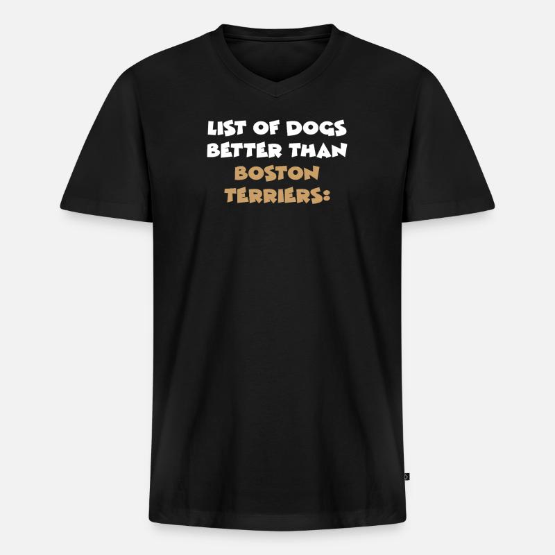 Boston Terrier - Männer Premium Bio T-Shirt mit V-Ausschnitt - Schwarz