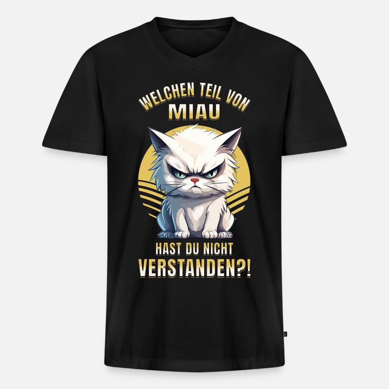 Chat, , , , Miaou, Drôle - T-shirt encolure en V Premium bio Homme - noir