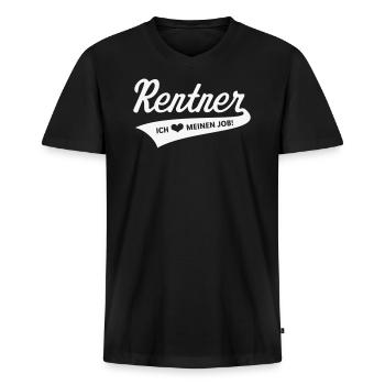 Rentner – Ich Liebe Meinen Job! (Ruhestand White) - Männer Premium Bio T-Shirt mit V-Ausschnitt - Schwarz - Vorne - Nico (187cm)