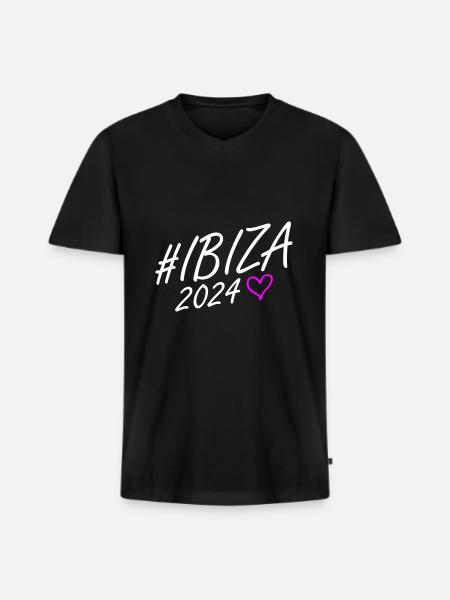Ibiza 2024 Heart Trip - Men's Premium Organic T-shirt with V-neck - black