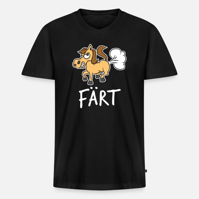 Pferd - Männer Premium Bio T-Shirt mit V-Ausschnitt - Schwarz