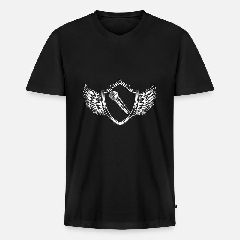 Mikrofon Wappen - Männer Premium Bio T-Shirt mit V-Ausschnitt - Schwarz