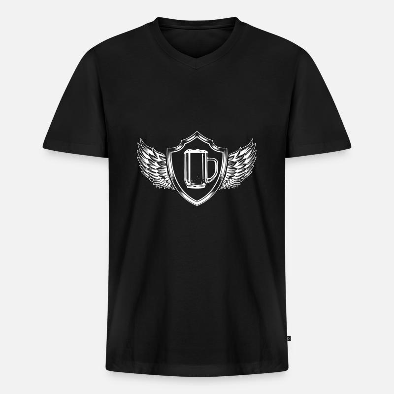Bier Glas Bierkrug Schild - Männer Premium Bio T-Shirt mit V-Ausschnitt - Schwarz