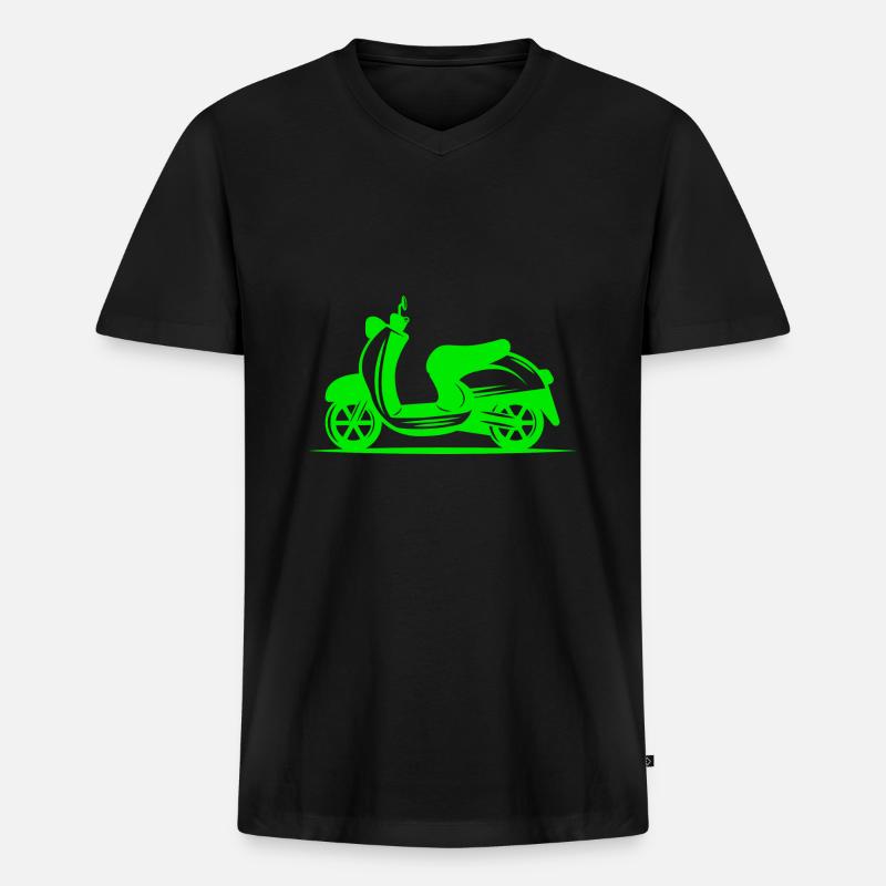 Mofa - Motorroller - Moped - Männer Premium Bio T-Shirt mit V-Ausschnitt - Schwarz