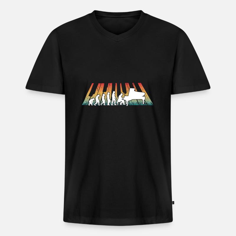 Evolution Piano Muzyk Keyboard Orchestra - Ekologiczna męska koszulka z dekoltem w serek Premium - czarny