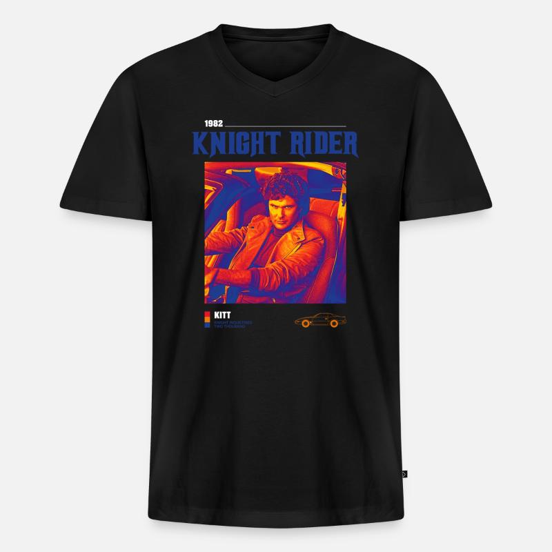 Knight Rider 1982 KITT - Männer Premium Bio T-Shirt mit V-Ausschnitt - Schwarz