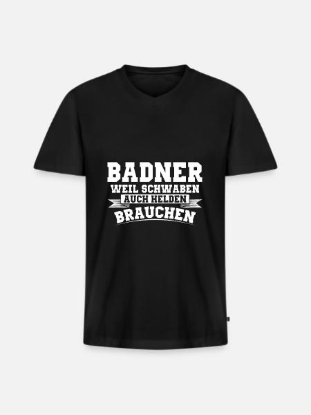 Badisch - Männer Premium Bio T-Shirt mit V-Ausschnitt - Schwarz