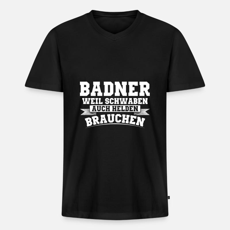 Badisch - Männer Premium Bio T-Shirt mit V-Ausschnitt - Schwarz