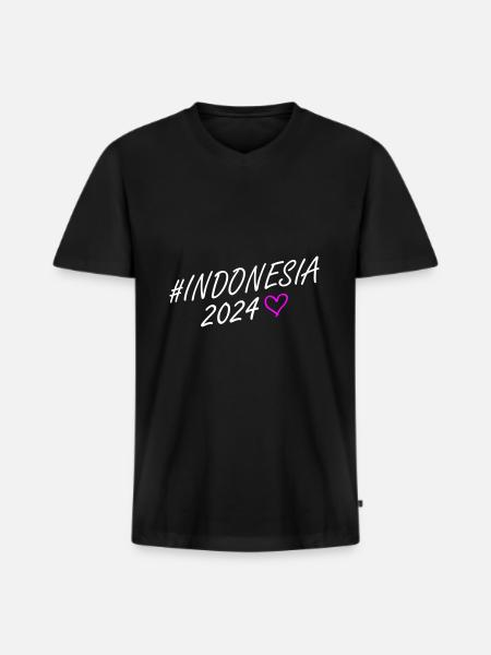 Indonesia 2024 Heart Trip - Men's Premium Organic T-shirt with V-neck - black