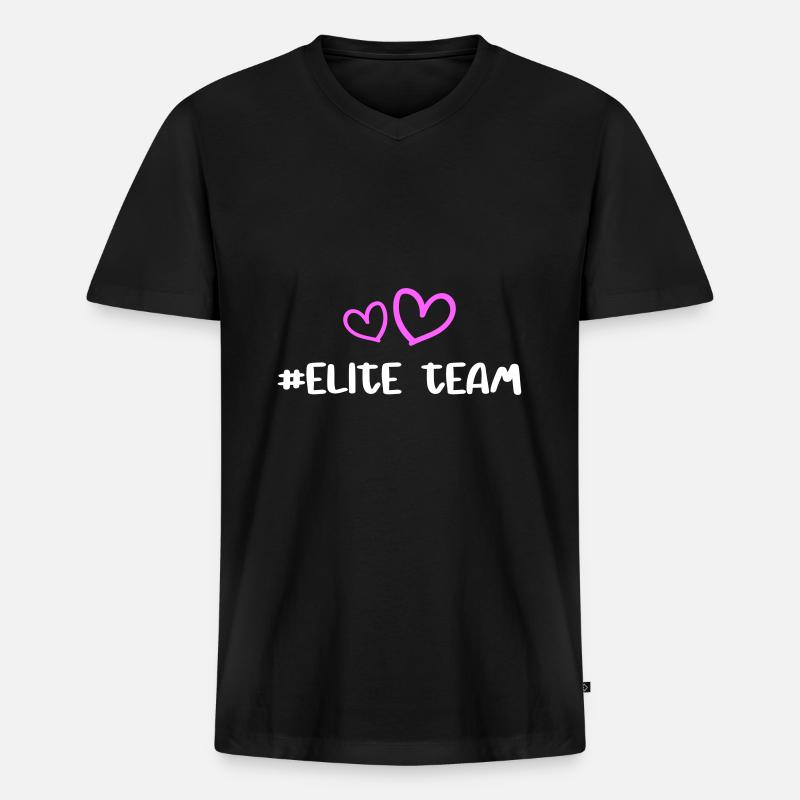 Elite Team Herz Liebe - Männer Premium Bio T-Shirt mit V-Ausschnitt - Schwarz