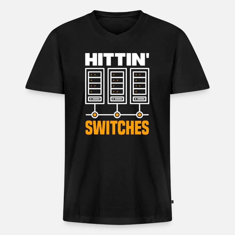 Hittin' Switches Network Admin - Männer Premium Bio T-Shirt mit V-Ausschnitt - Schwarz