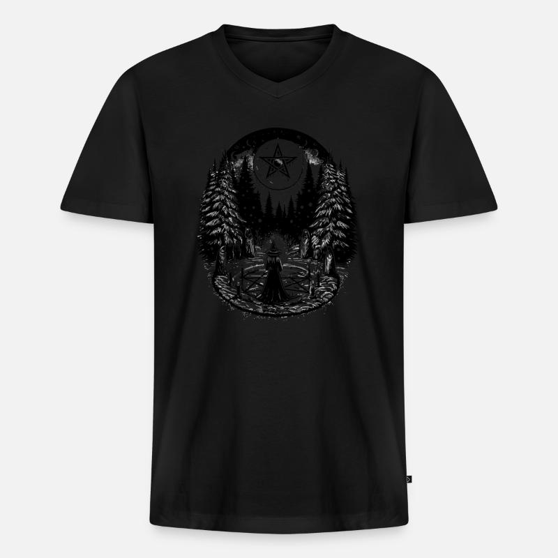 Witch's Winter Solstice Yule Celebration - Männer Premium Bio T-Shirt mit V-Ausschnitt - Schwarz