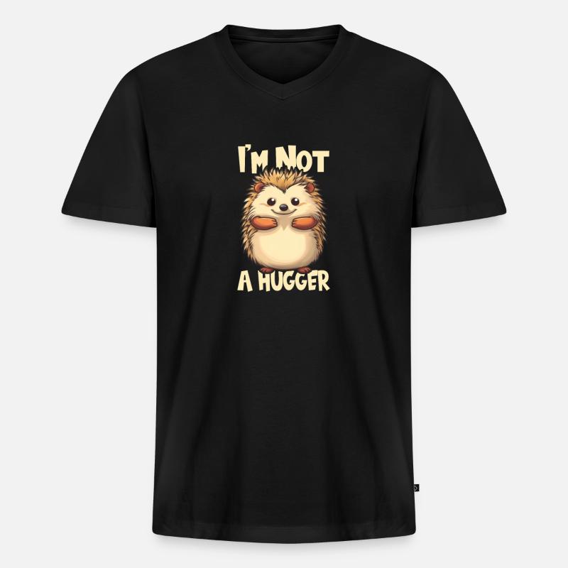 Stacheliger Comic Igel - Männer Premium Bio T-Shirt mit V-Ausschnitt - Schwarz