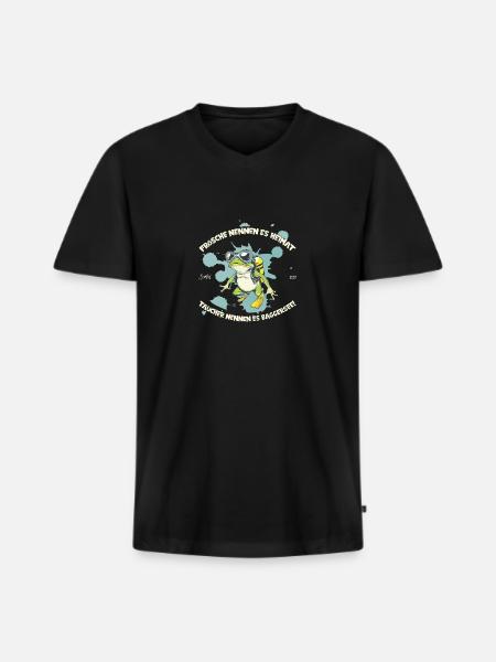 Frosch-Taucher-Spruch – Heimat trifft Baggersee - Männer Premium Bio T-Shirt mit V-Ausschnitt - Schwarz