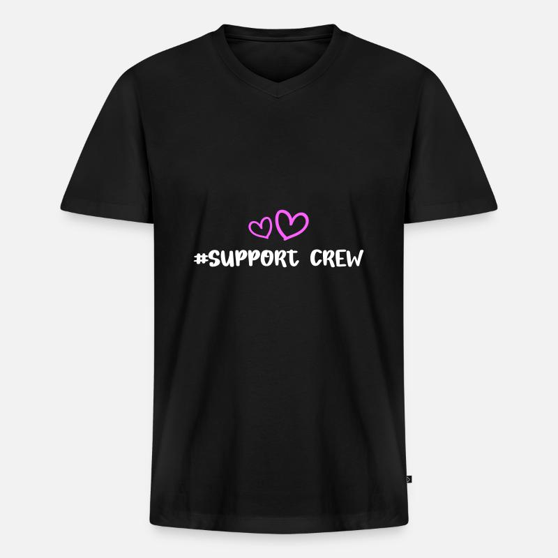 Support Crew Herz Liebe - Männer Premium Bio T-Shirt mit V-Ausschnitt - Schwarz