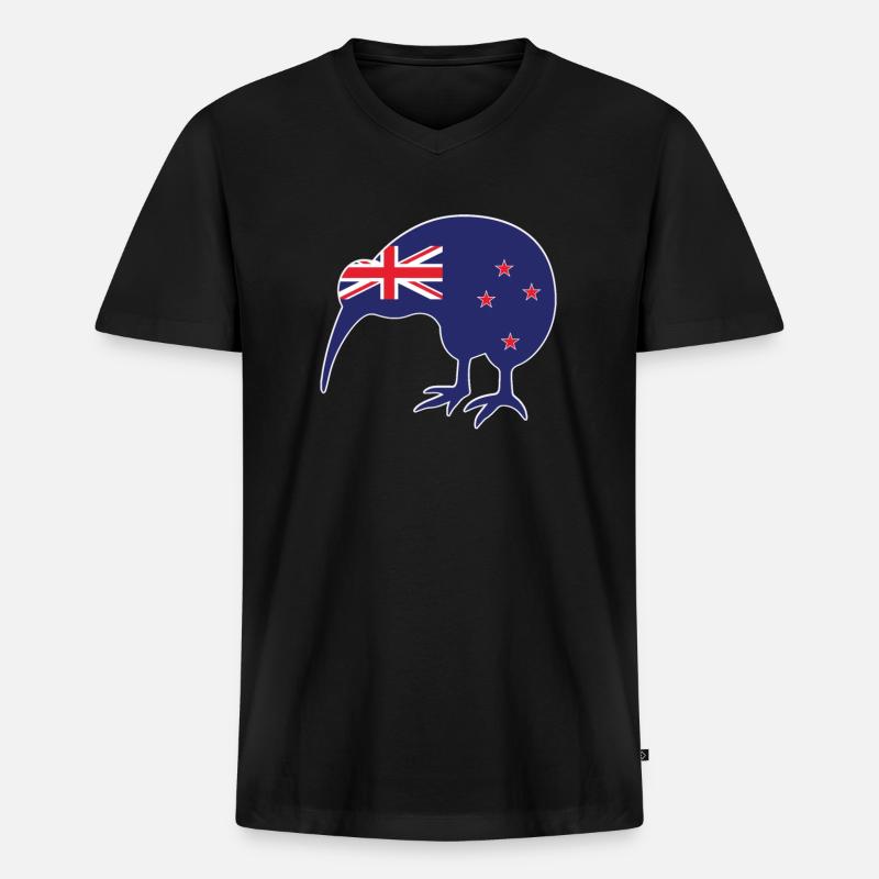 Neuseeland - Männer Premium Bio T-Shirt mit V-Ausschnitt - Schwarz