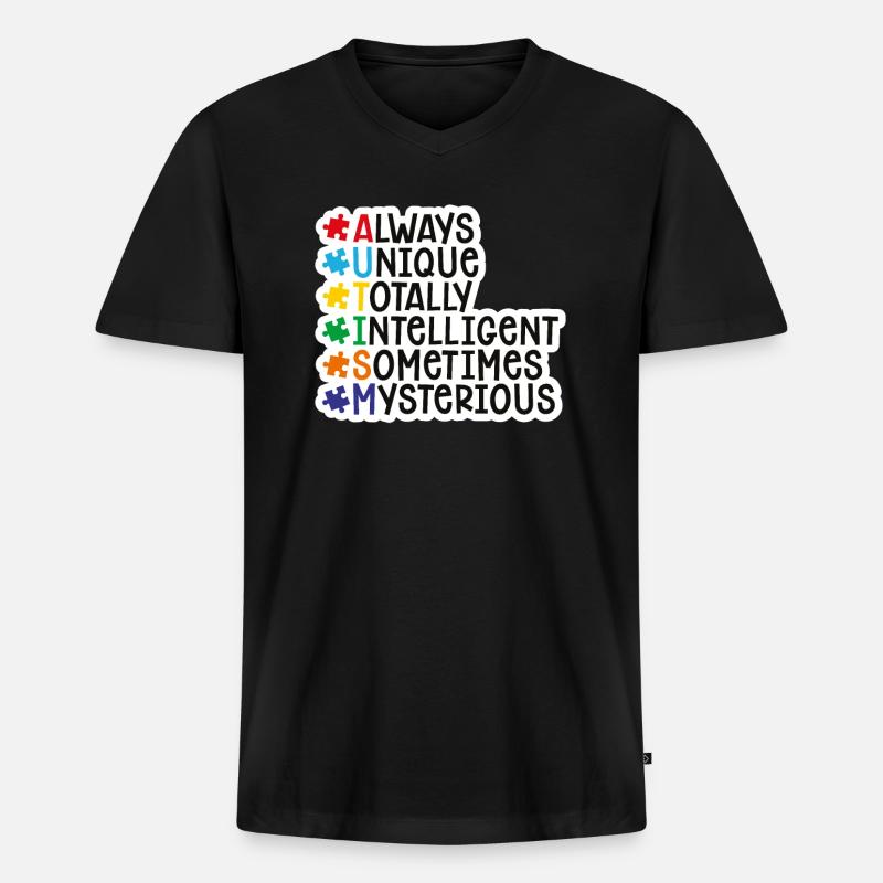 Autismus - Männer Premium Bio T-Shirt mit V-Ausschnitt - Schwarz