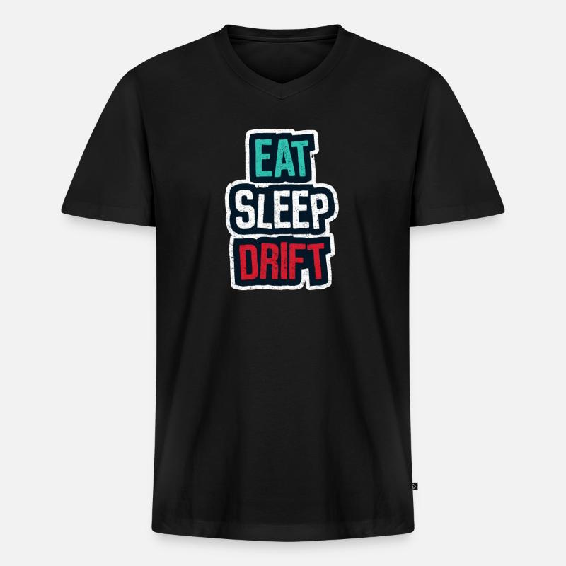 Tuning: Eat Sleep Drift - Männer Premium Bio T-Shirt mit V-Ausschnitt - Schwarz