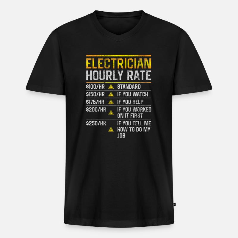 Elektriker Stundenlohn - Männer Premium Bio T-Shirt mit V-Ausschnitt - Schwarz