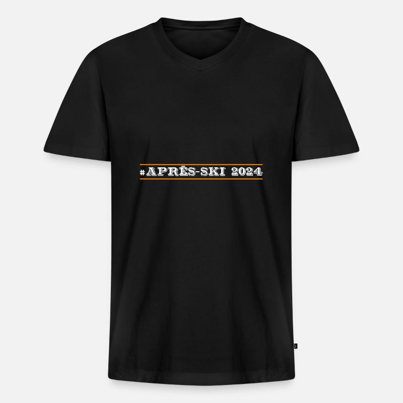 Apres Ski 2024 - Männer Premium Bio T-Shirt mit V-Ausschnitt - Schwarz
