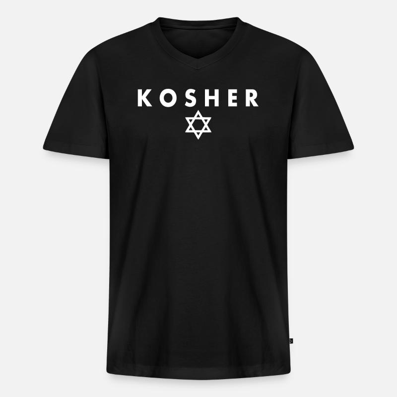 Kosher - Männer Premium Bio T-Shirt mit V-Ausschnitt - Schwarz