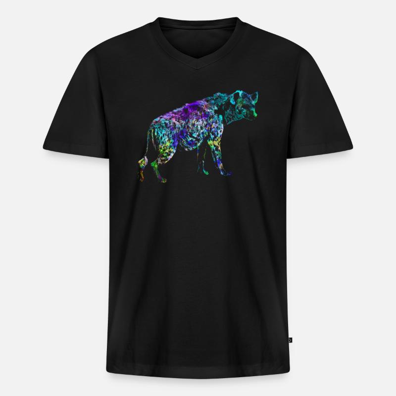 Hyäne - Männer Premium Bio T-Shirt mit V-Ausschnitt - Schwarz