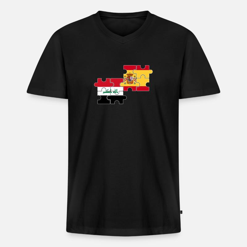 Irak Spanien Flagge Spanisch Iraker - Männer Premium Bio T-Shirt mit V-Ausschnitt - Schwarz