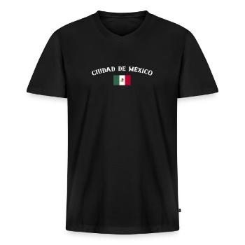 Ciudad De México Mexiko Flagge Mexikaner - Männer Premium Bio T-Shirt mit V-Ausschnitt - Schwarz - Vorne - Nico (187cm)