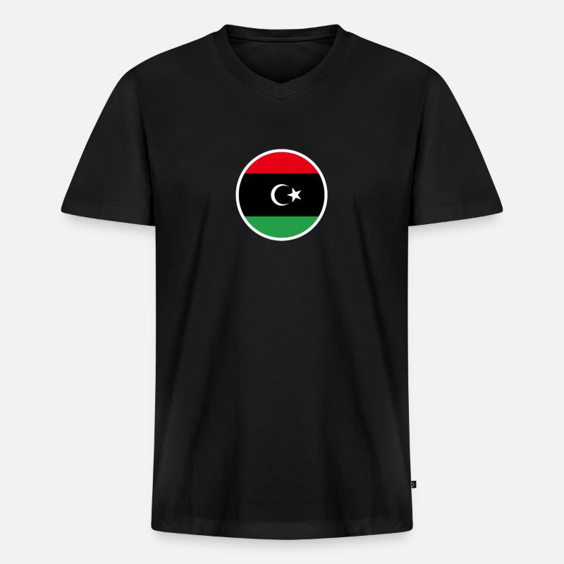 Libyen Libysche Flagge Libyer - Männer Premium Bio T-Shirt mit V-Ausschnitt - Schwarz