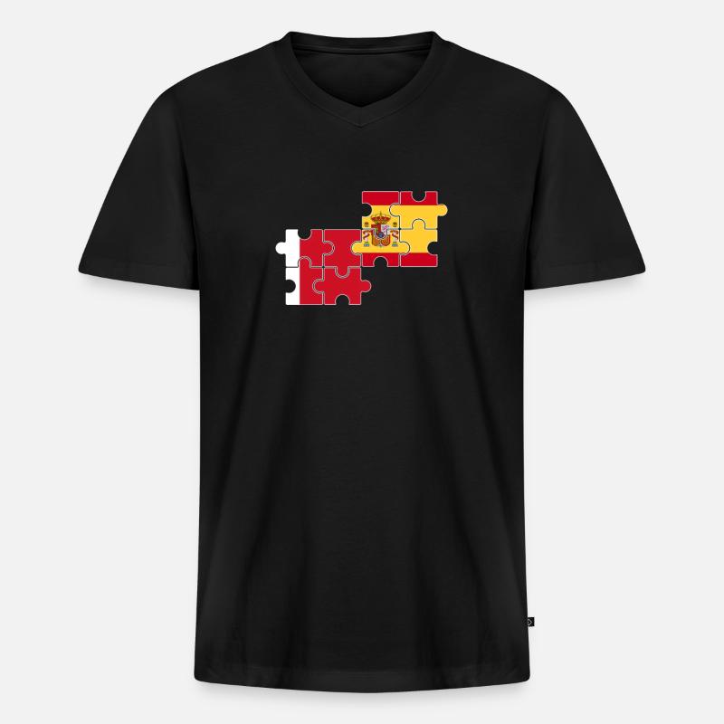 Dubai Spanien Flagge Spanisch Dubaier - Männer Premium Bio T-Shirt mit V-Ausschnitt - Schwarz