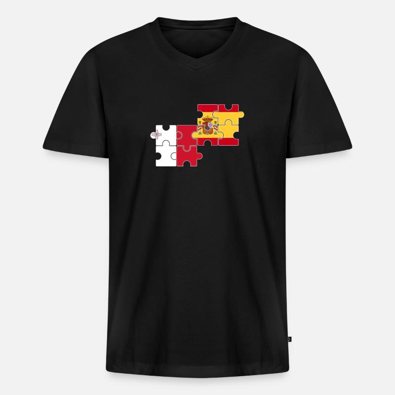 Malta Spanien Flagge Spanisch Maltesisch - Männer Premium Bio T-Shirt mit V-Ausschnitt - Schwarz