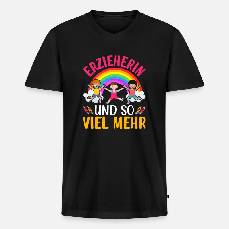 Erzieherin Geschenk - Männer Premium Bio T-Shirt mit V-Ausschnitt - Schwarz