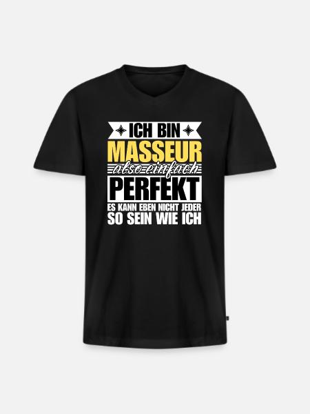 Perfekter Masseur - Männer Premium Bio T-Shirt mit V-Ausschnitt - Schwarz
