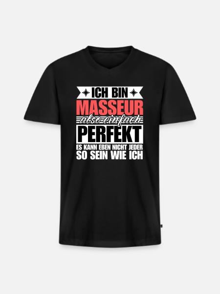 Perfekter Masseur - Männer Premium Bio T-Shirt mit V-Ausschnitt - Schwarz